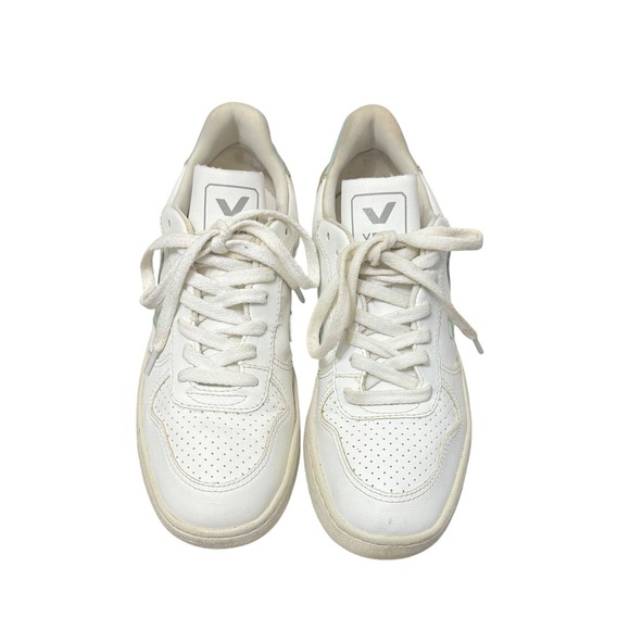 Madewell Veja Vegan Leather V-10 Sneakers White Matcha Size 7 - Picture 4 of 9